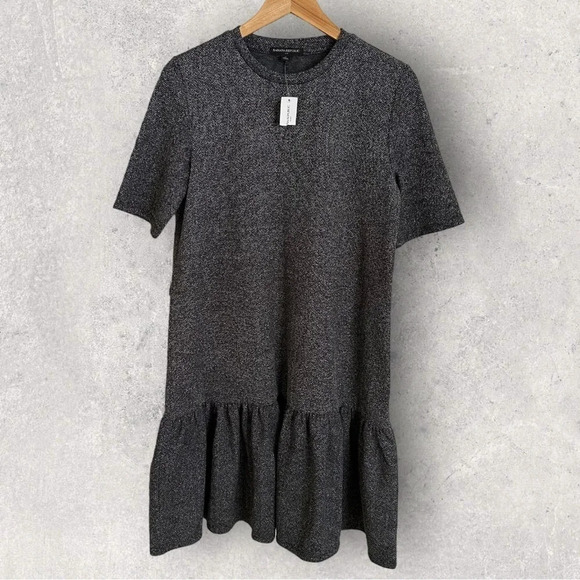 NWT Banana Republic Womens Tall Medium MT Herringbone Flounce Hem Shift Dress - Picture 2 of 5